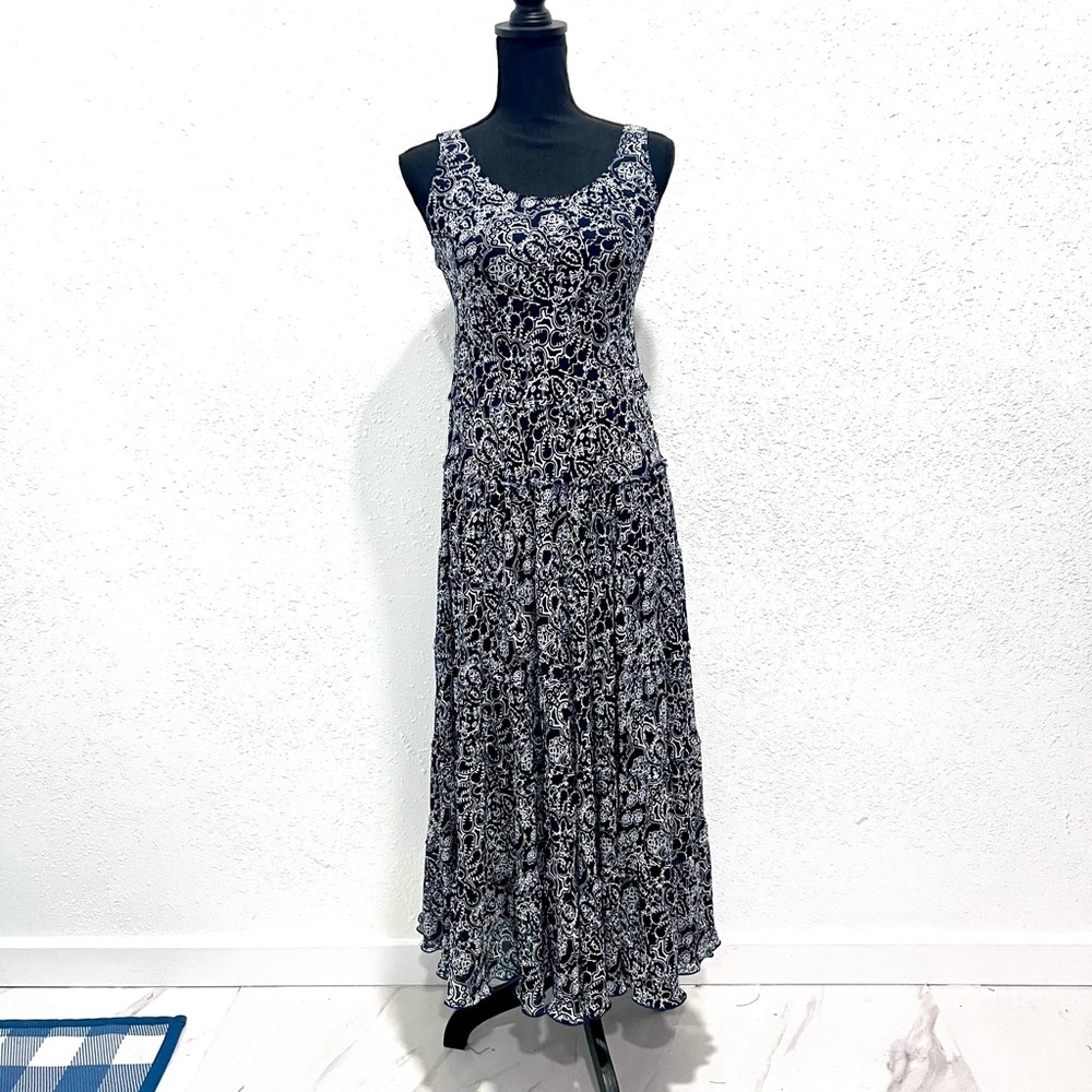 Jones New York Black and White Sleeveless Maxi Sundress 2P